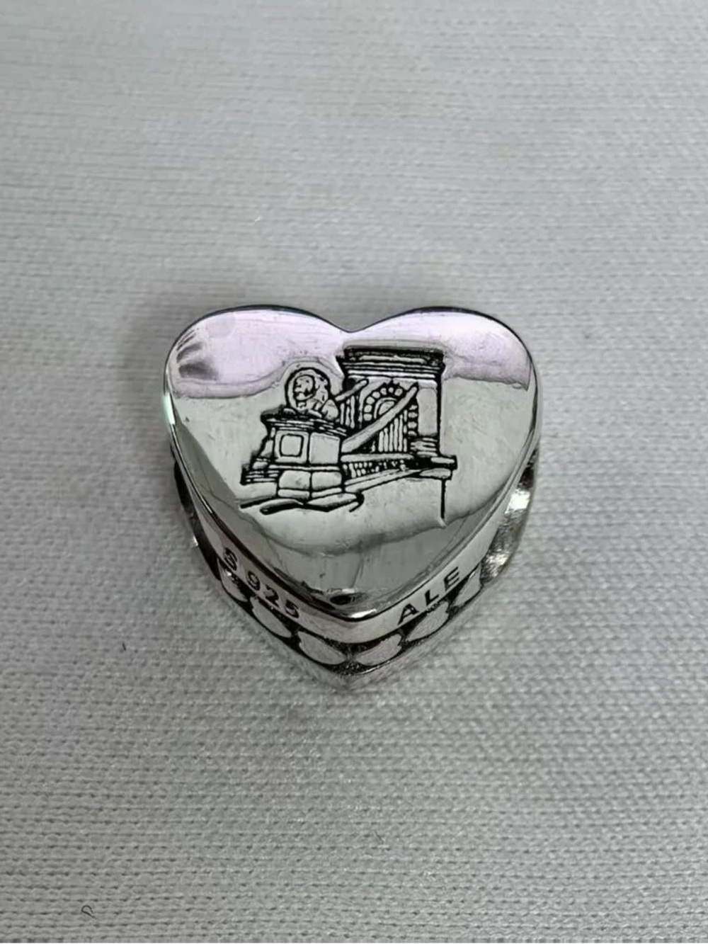 Pandora Silver Heart Charm with Piano Engraving
